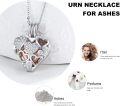 wholesale 925 Sterling Silver Heart Shape Cremation Pendant with Cubic Zirconia and Rose Gold Accents - Memorial Keepsake Jewelry for Women & Men-0-2