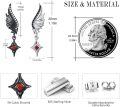 wholesale 925 Sterling Silver Garnet Angel & Devil Wing Stud Earrings with Black/White Wings-0-3