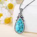 wholesale Sterling Silver Turquoise Vintage Native Western Birth Flower Pendant Necklace for Women-0-10