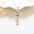 wholesale 925 Sterling Silver Skull Rose Key Pendant Necklace Gift for Women Girl-0-2