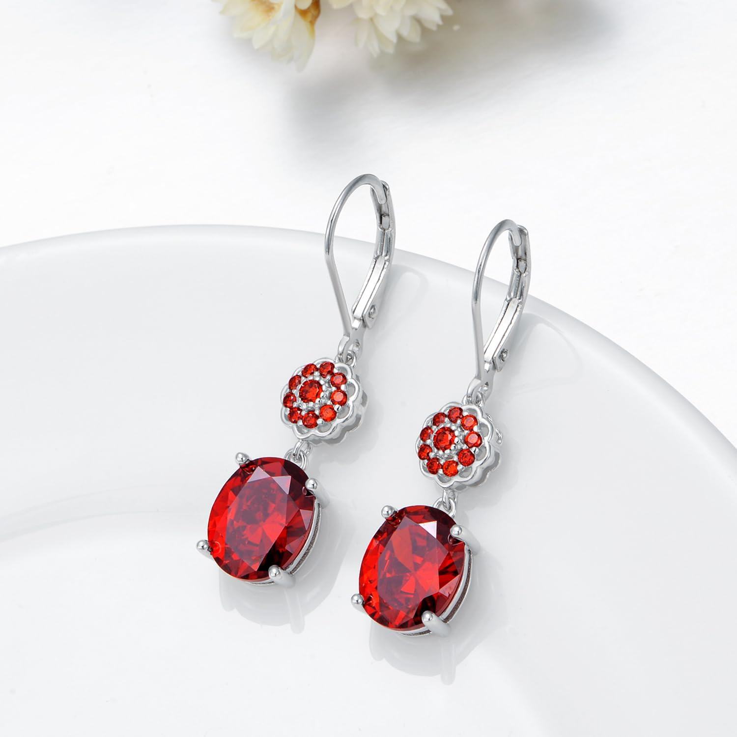 Sterling Silver 3ct Genuine Gemstone 10x8mm Oval Birthstone Drop Earrings-0-3