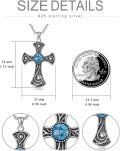 wholesale 925 Sterling Silver Cross Turquoise Stone Pendant Necklace for Women Men  48cm Chain Length-0-1