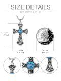 wholesale 925 Sterling Silver Cross Turquoise Stone Pendant Necklace for Women Men  48cm Chain Length-0-1