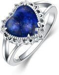 wholesale 925 Sterling Silver Blue Stone Heart Shape Ring-0-0
