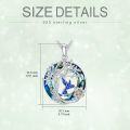 wholesale 925 Sterling Silver Tree of Life Hummingbird Pendant Necklace with Blue Crystal Memorial Keepsake Jewelry for Women-0-4