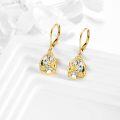 wholesale 14K Gold Yellow Resin Bee Honeycomb Daisy Flower Drop Dangle Lever Back Earrings for Women-0-2