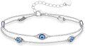 wholesale 925 Sterling Silver Evil Eye Sea Turtle Infinity Wave Shell Charm Ankle Bracelet-0-0