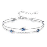 wholesale 925 Sterling Silver Evil Eye Sea Turtle Infinity Wave Shell Charm Ankle Bracelet-Evil Eye 7+2 inch Bracelet