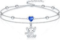 wholesale 925 Sterling Silver Elephant Heart Charm Ankle Anklet for Women-Elephant Anklet