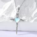 wholesale 925 Sterling Silver Heart-Shaped Moonstone Cross Pendant Necklace for Women Gifts-0-2