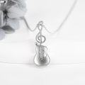 wholesale 925 Sterling Silver Guitar Treble Clef Pendant Music Note Necklace for Women Girls Gifts Jewelry 48cm Chain Length-0-2