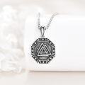wholesale 925 Sterling Silver Viking Valknut Triangle Pendant Necklace  for Men & Women-0-2