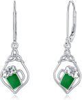 wholesale 925 Sterling Silver Green Jade Irish Beer Celtic Knot Drop Earrings for Women St Patricks Day Gifts-0-0