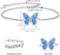 wholesale 925 Sterling Silver Blue Fire Opal Butterfly Charm Adjustable Bracelet for Women-0-4