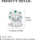 wholesale 925 Sterling Silver Green Zircon Triceratops Stud Earrings for Women and Girls - Hypoallergenic s-0-5