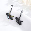 wholesale 925 Sterling Silver Black Bat Drop Earrings with Moonstone and Crystal Accents - Gothic Halloween s for Women & Girls-0-1