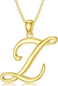 wholesale Sterling Silver 26 Letter Pendant Necklace-Letter Z-yellow gold plated