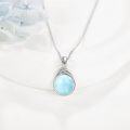 wholesale Sterling Silver Larimar Turquoise Moss Agate Rose Quartz White Opal Labradorite Lapis Lazuli Pendant Necklace-0-7