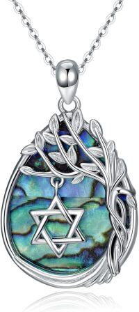 wholesale 925 Sterling Silver Abalone Shell Star of David Tree of Life Pendant Necklace for Women Gifts-Star of David Tree of Life
