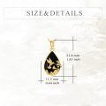 wholesale 14k Gold Hummingbird Flower Black Onyx Teardrop Pendant Necklace For Women-0-3