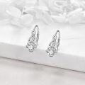 wholesale 925 Sterling Silver White Topaz Celtic Trinity Knot Leverback Earrings, April Birthstone AAA CZ, White Gold Plated-0-2