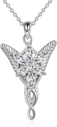 wholesale 925 Sterling Silver Arwen Evenstar Necklace for Mom Girls Wife Girlfriend Birthday Valentines Day-clear-4