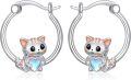 wholesale Hypoallergenic Panda/cat/bat Hoop Earrings For Women 925 Sterling Silver Animal Huggie Hoop Earrings Jewelry Christmas Gifts For Sensitive Ears -0-0