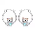 TOUPOP 925 Sterling Silver Hypoallergenic Panda Cat Bat Huggie Hoop Earrings-0-0