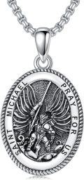 wholesale Sterling Silver Saint Medal Oval Necklace for Men Women Religious Jewelry-0-69