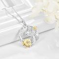 wholesale 925 Sterling Silver Hummingbird & Daisy Flower Pendant Necklace with CZ Stones and Gold Accents for Women's Gifts (18 + 2)-0-1