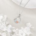 wholesale 925 Sterling Silver Necklace Heart Horse Girl Pendant Cubic Zirconia Rose Gold Plated-0-4