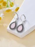 wholesale 925 Sterling Silver Rose Quartz Teardrop Leverback Earrings Hypoallergenic Romantic Gift for Women-0-4