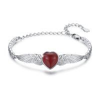 wholesale 925 Sterling Silver Birthstone Angel Wings Heart Bracelet for Women Mother s Day Gift-July