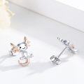 wholesale 925 Sterling Silver Moonstone Axolotl Stud Earrings with Rose Gold Wings and Tail-0-1