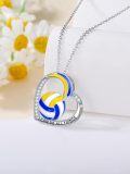 wholesale 925 Sterling Silver Volleyball Pendant Necklace with Enamel and Cubic Zirconia Stones for Women-0-3