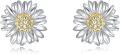 wholesale 925 Sterling Silver Sunflower Stud Earrings with Platinum Plating - 11.6mm Hypoallergenic Jewelry Gift for Women-0-0