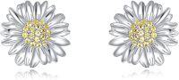 wholesale 925 Sterling Silver Sunflower Stud Earrings with Platinum Plating - 11.6mm Hypoallergenic Jewelry Gift for Women-Flower Earrings