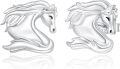 wholesale 925 Sterling Silver Tiny Horse Head Stud Earrings with Black Eyes and White Mane-0-0