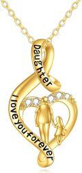 wholesale 14K Gold Infinity Love Daughter Forever Heart Pendant Necklace for Sisters-0-0