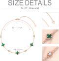 wholesale 14K Rose Gold Malachite Four-Leaf Clover Bracelet - 7 + Extender-0-4