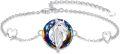 wholesale 925 Sterling Silver Rainbow Crystal Horse Head Charm Bracelet for Women and Girls - Adjustable Length Animal -0-0