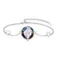 wholesale 925 Sterling Silver Horse Head Rainbow Crystal Heart Link Bracelet-0-0