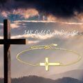wholesale 14K Gold Filled Pearl Cross Chain Link Bracelet for Women - Adjustable Religious s-0-2
