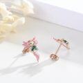 wholesale 925 Sterling Silver Rose Gold Plated Moss Agate Axolotl Stud Earrings 10.6-16mm Hypoallergenic Lightweight Gift for Women-0-1