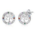 wholesale 925 Sterling Silver Colorful Gemstone Tree Of Life Earrings Wholesale With S925 Marking And Vibrant Stones For Women-0-0