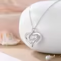 TOUPOP Sterling Silver Mother Daughter Necklace Heart Pendant Always My Mother Forever My Friend-0-1