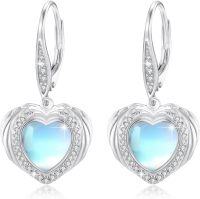 wholesale 925 Sterling Silver 12 Birthstone Trendy Dangle Earrings for Women Teens-Wing-Moonstone