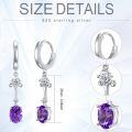wholesale 925 Sterling Silver 2ct Natural Amethyst 7x9mm Oval Dangle Earrings-0-2