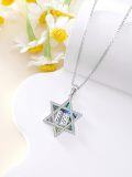 wholesale 925 Sterling Silver Abalone Shell Star of David Pendant Necklace for Women-0-5