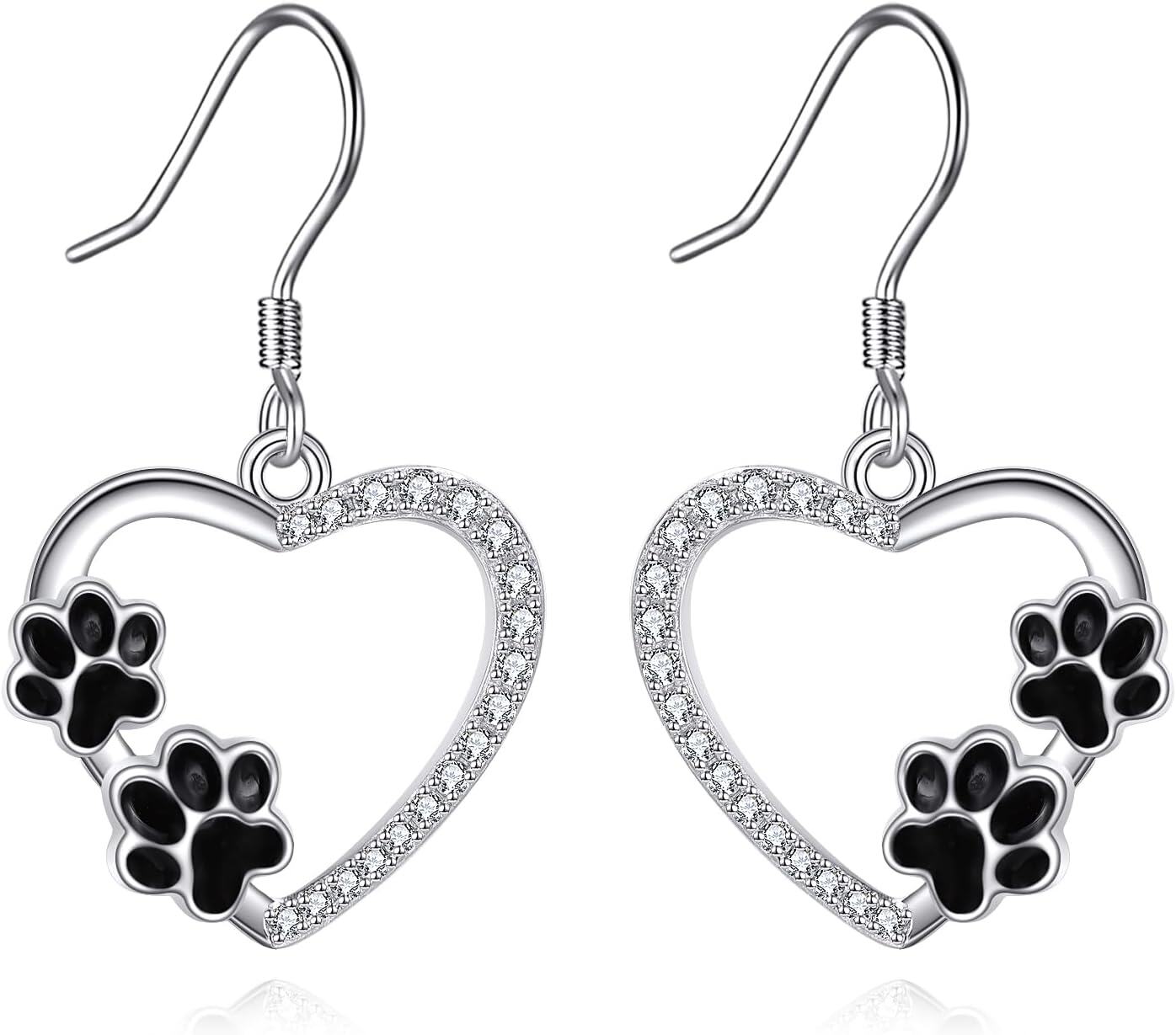  Sterling Silver Monkey Earrings Cute Animal Heart Dangle Jewelry Gifts for Women ( chars)-Paw